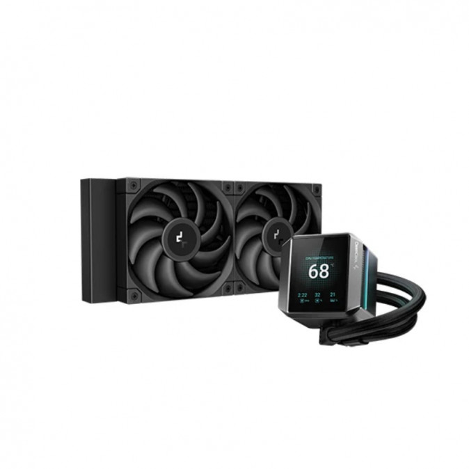 DeepCool CPU Water Cooler - MYSTIQUE 240 (max 21dB; max. 123,09 m3/h; 2x12cm, LED kijelző, fekete) PC