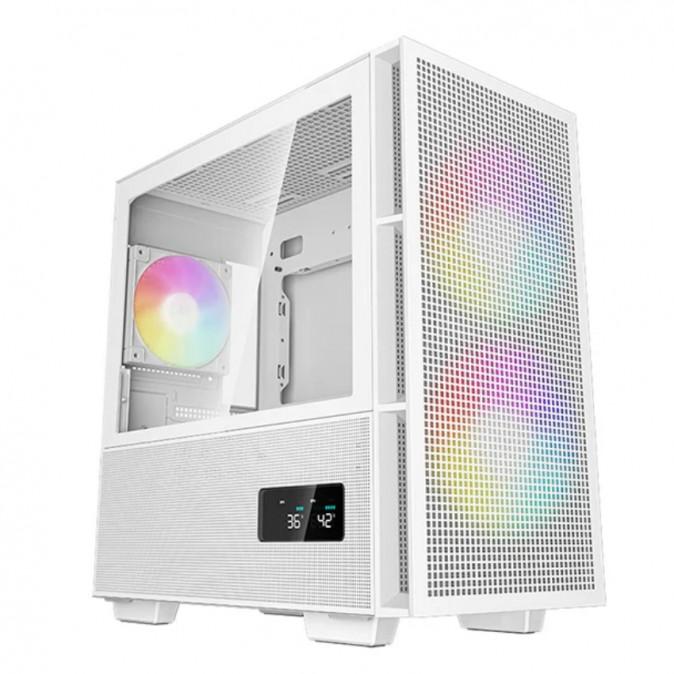 DeepCool Számítógépház - CH360 DIGITAL WH (fekete, 2x14cm +1x12 venti, Mini-ITX / Micro-ATX, 1xUSB3.0, A-RGB, fehér) PC