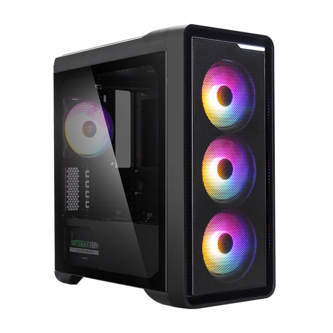 Zalman M3 PLUS RGB fekete (táp nélküli) ablakos mATX ház PC