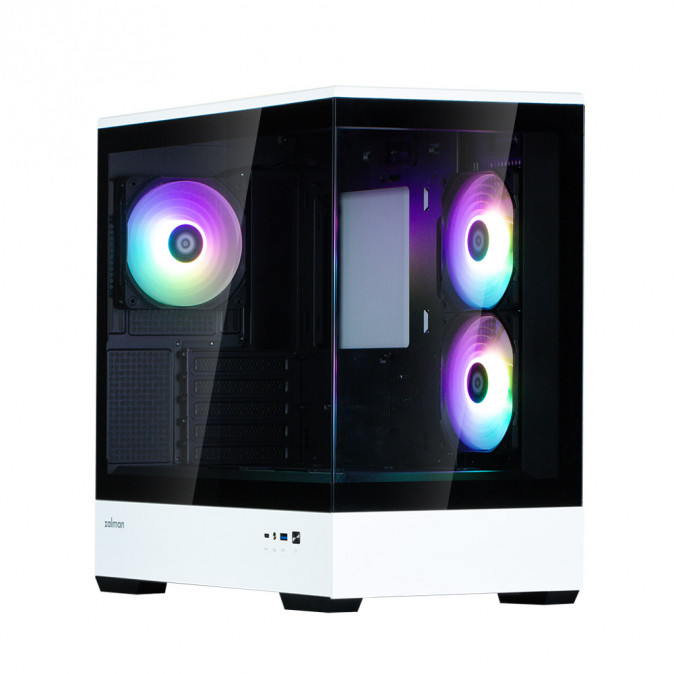 Zalman P30 BW táp nélküli ablakos MT Mini Tower számítógépház fekete-fehér PC
