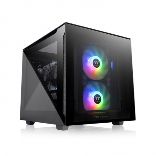 Thermaltake Divider 200 TG táp nélküli ablakos MT Mini Tower számítógépház fekete PC