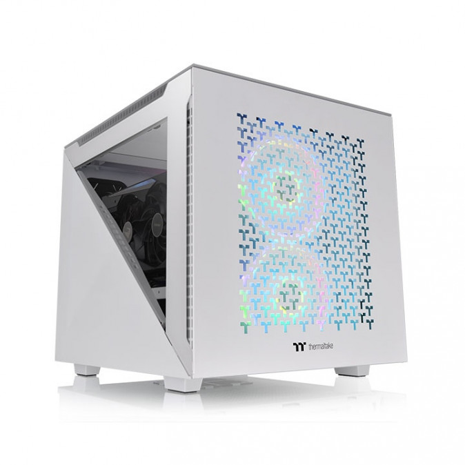 Thermaltake Divider 200 TG Air Snow táp nélküli ablakos MT Mini Tower számítógépház fehér PC