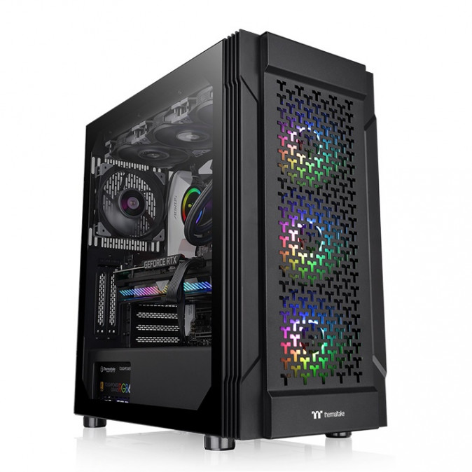 Thermaltake Versa T27 TG ARGB táp nélküli ablakos Full Tower számítógépház fekete PC