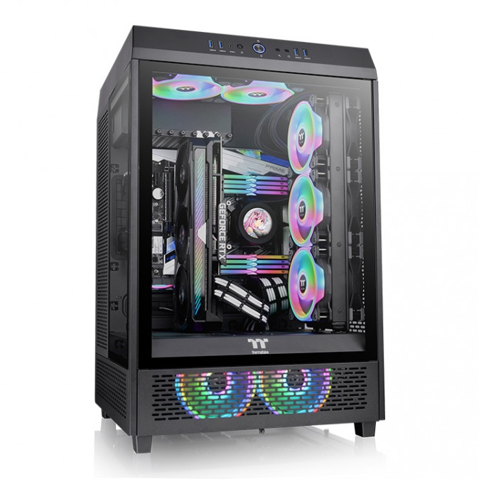 Thermaltake The Tower 500 táp nélküli ablakos Mid Tower számítógépház fekete PC