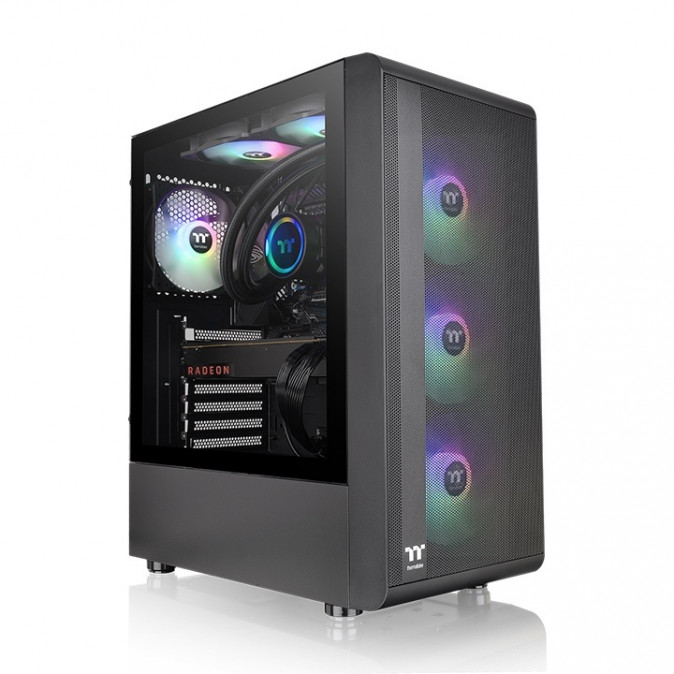 Thermaltake S200 TG ARGB táp nélküli ablakos Mid Tower számítógépház fekete PC