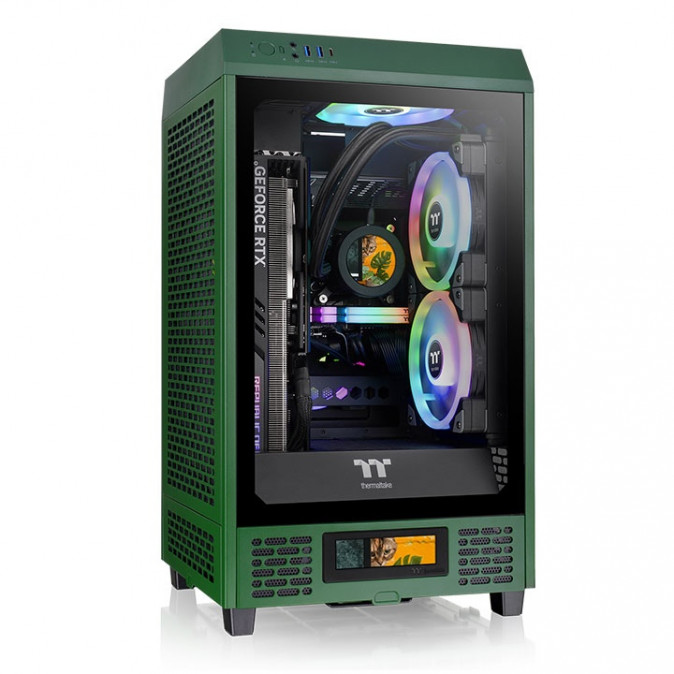 Thermaltake The Tower 200 Racing Green táp nélküli ablakos MT Mini Tower számítógépház PC