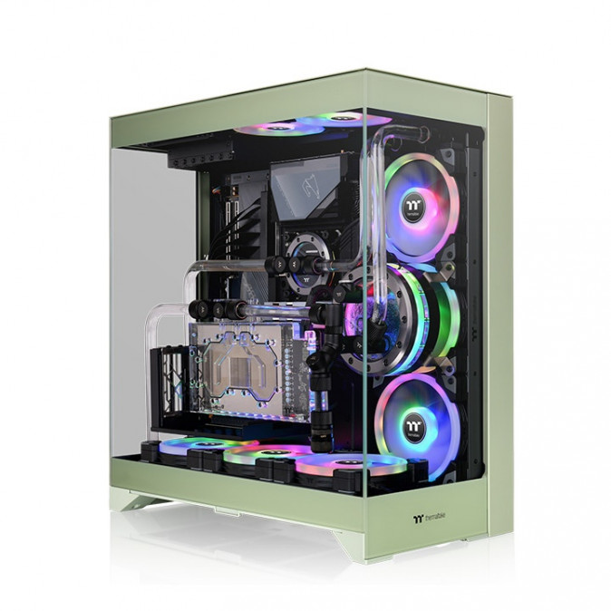 Thermaltake CTE E550 TG Matcha Green táp nélküli Mid Tower számítógépház zöld PC