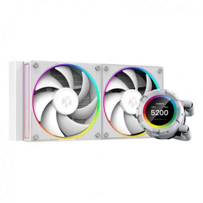 ID-Cooling CPU Water Cooler - Space SL240 WHITE (13.8-30.5dB; max. 132,52 m3/h; 2x12cm, A-RGB LED, fehér) PC