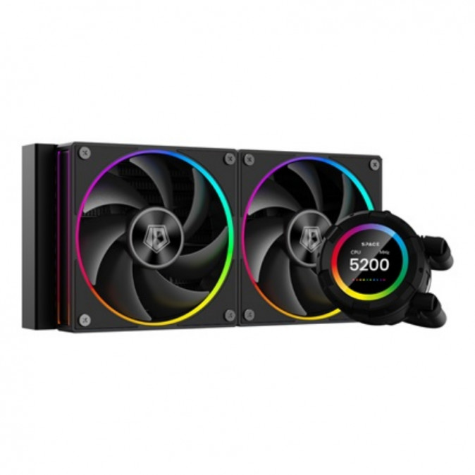 ID-Cooling CPU Water Cooler - Space SL240 (13.8-30.5dB; max. 132,52 m3/h; 2x12cm, A-RGB LED, fekete) PC