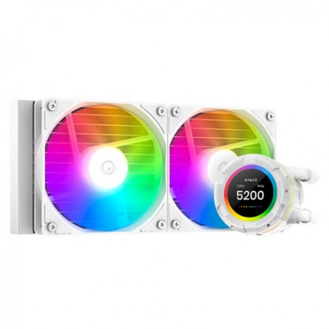ID-Cooling CPU Water Cooler - Space SL240 XE WHITE (25dB; max. 129,39 m3/h; 2x12cm, A-RGB LED, fehér) PC