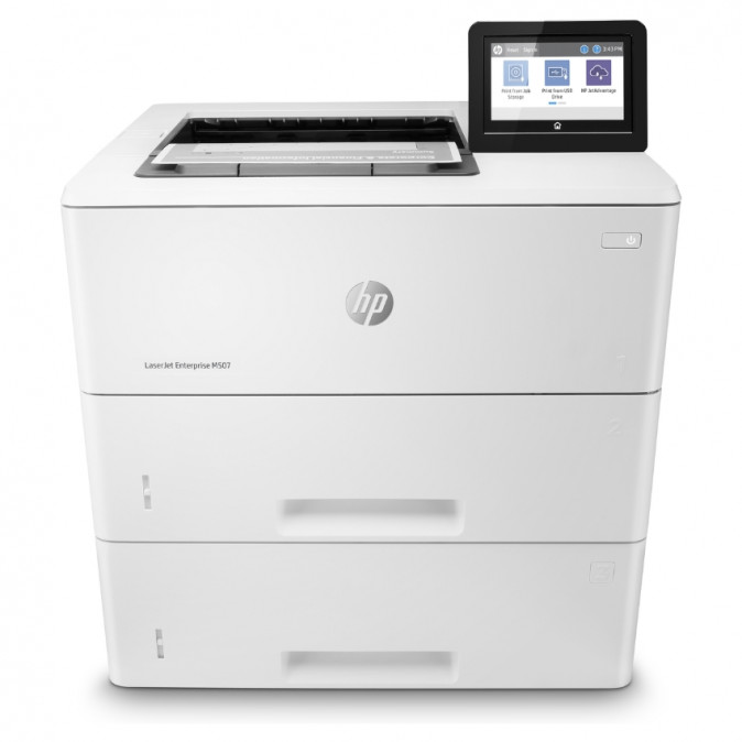 HP Lézernyomtató LJ Enterprise M507x, fekete, 512MB, USB/Háló/WiFi, A4 43lap/perc FF, 1200x1200, duplex, tálca PC