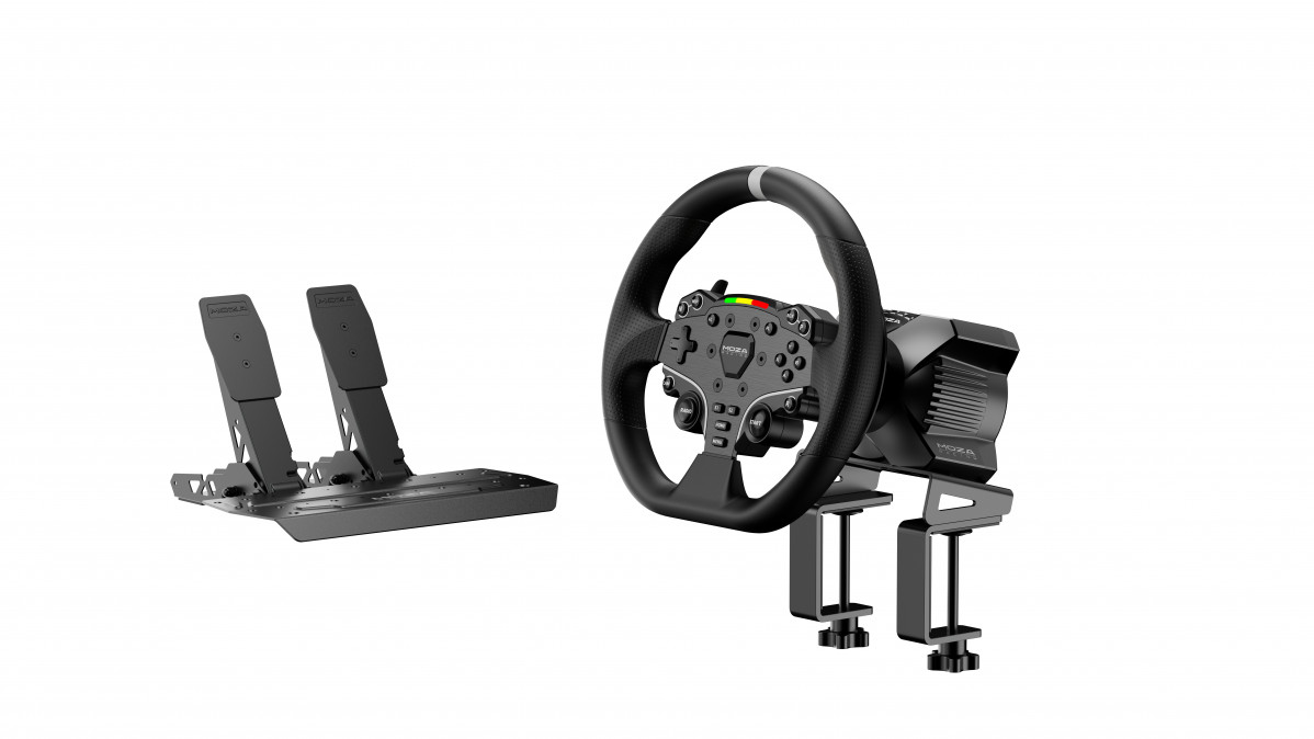 Moza Racing kormány - R3 PC Szimulátor szett (Direct Drive, R3 bázis, ES kormány, SR-P Lite pedál, bilincs) Több platform