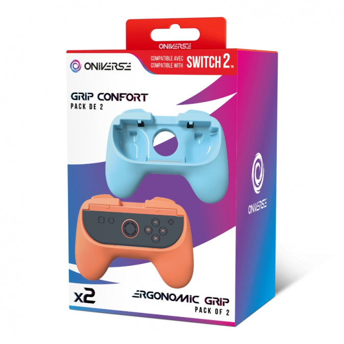 ONIVERSE - Nintendo Switch 2 - 2 db-os ergonómikus grip csomag - Narancs / Kék Nintendo Switch 2