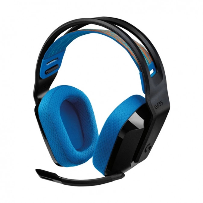 Logitech G535 Lightspeed Gaming Vezeték Nélküli Mikrofonos fejhallgató, Fekete-kék (939-002219) PC