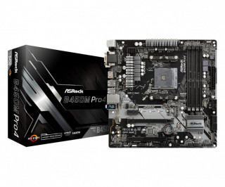 ASRock B450M PRO4 AMD B450 SocketAM4 mATX alaplap (90-MXB8F0-A0UAYZ) PC