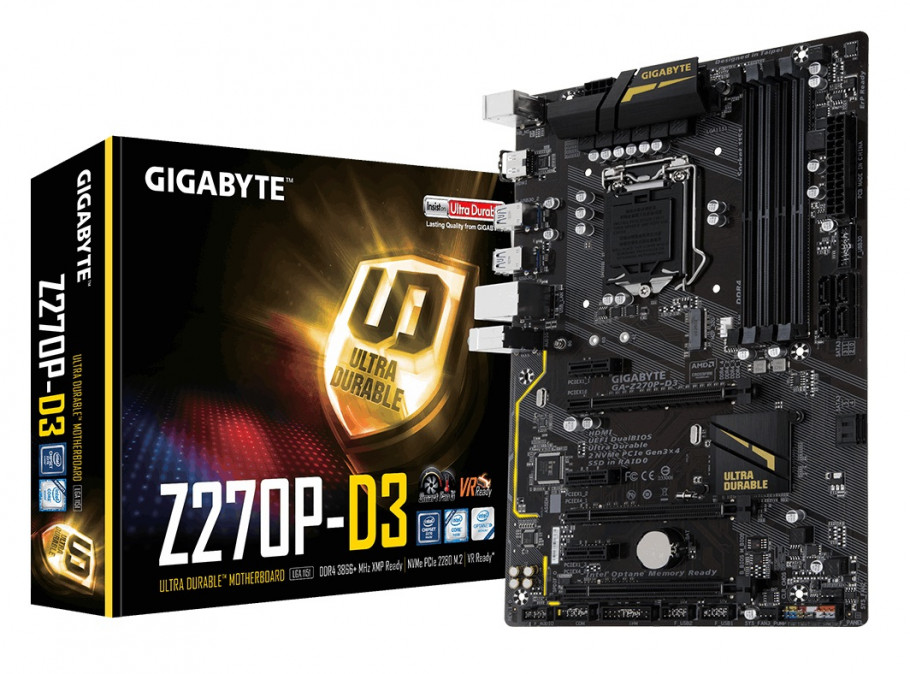 Gigabyte Alaplap - Intel Z270P D3 S1151 (Z270, 4xDDR4 3866MHz, 3xPCI-E, 1xGBE LAN, 6xSATA3, RAID, 6xUSB2.0, 6xUSB3.1) PC