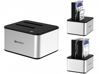 HDD-DOCK Sandberg Docking Station 2x2,5"/3,5" (USB3.0) - Ezüst/Fehér PC