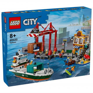 LEGO City: Tengerparti kikötő teherszállító hajóval (60422) Játék