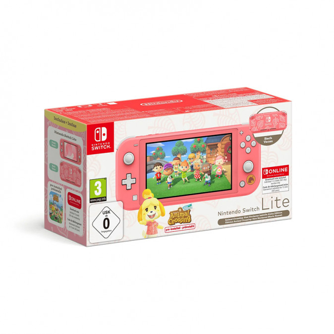 Nintendo Switch Lite - Korall + Animal Crossing + 12M NSO Nintendo Switch