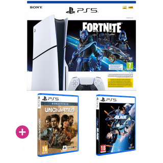 PlayStation 5 (Slim) Fortnite Cobalt Star bundle + Uncharted: Legacy of Thieves Collection + Stellar Blade PS5