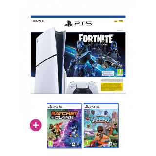 PlayStation 5 (Slim) Fortnite Cobalt Star bundle + Ratchet & Clank: Rift Apart + Sackboy: A Big Adventure PS5