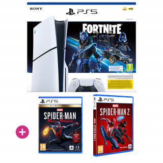 PlayStation 5 (Slim) Fortnite Cobalt Star bundle + Marvel's Spider-Man Miles Morales UE + Marvel's Spider-Man 2 PS5