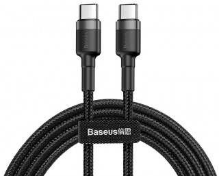 Baseus Cafule USB-C - USB-C adat, töltőkábel 60W 2m (Fekete-Szürke) (CATKLF-HG1) PC