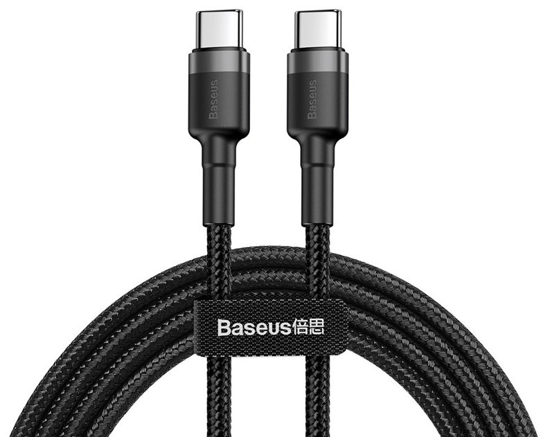 Baseus Cafule USB-C - USB-C adat, töltőkábel 60W 2m (Fekete-Szürke) (CATKLF-HG1) PC