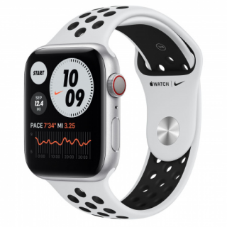 Apple Watch Nike S6 GPS + Cellular, 44mm Silver Aluminium Case with Pure Platinum Mobil