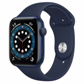 Apple Watch S6 GPS, 44mm Blue Aluminium Case with Deep Navy Sport Band - Regular Mobil