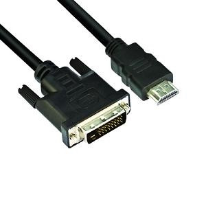 VCOM kábel HDMI-DVI 1.8m (HDMI M--DVI24+1M 1080P) PC