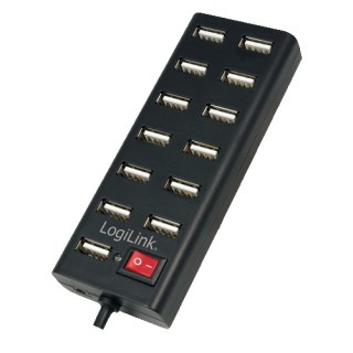 HUB Logilink 13-port, On/Off [USB2.0, Külső táp] PC