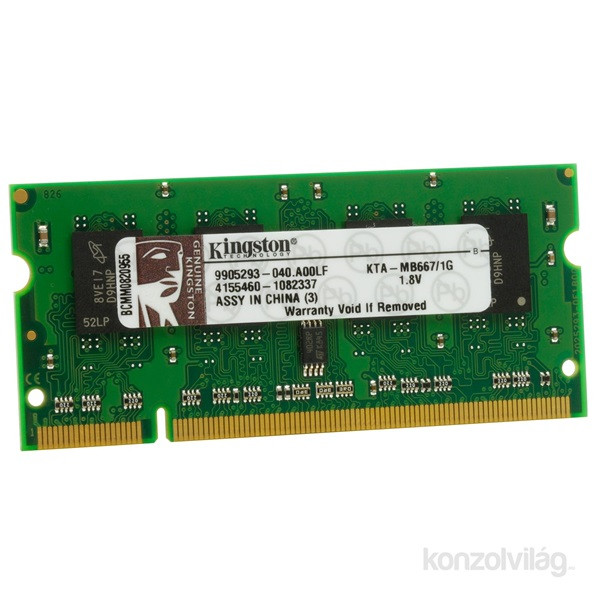 Kingston-Apple 1GB/667MHz DDR-2 (KTA-MB667/1G) notebook memória PC