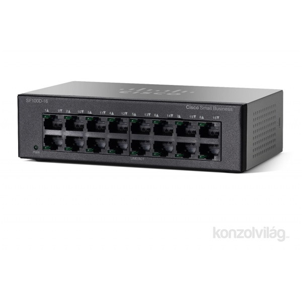 Cisco SF100D-16 16port 10/100Mbps LAN nem menedzselhető asztali Switch PC