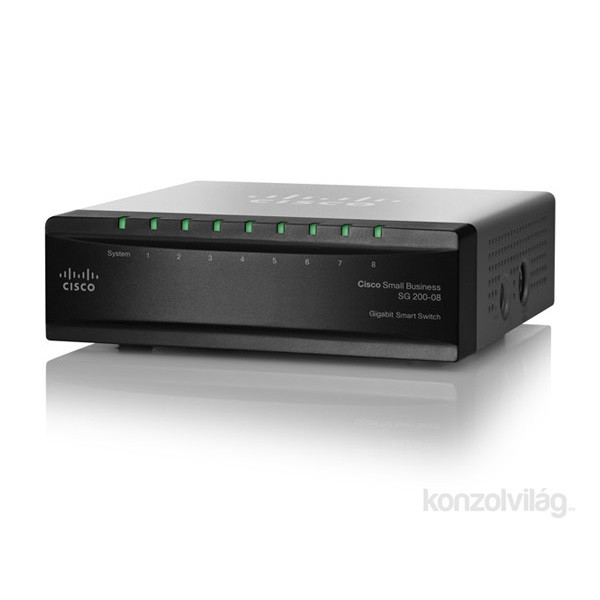 Cisco SG200-08 8 LAN 10/100/1000Mbps Smart menedzselhető asztali switch PC