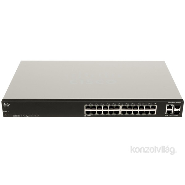 Cisco SG200-26 26 LAN 10/100/1000Mbps, 2 miniGBIC menedzselhető rack switch PC