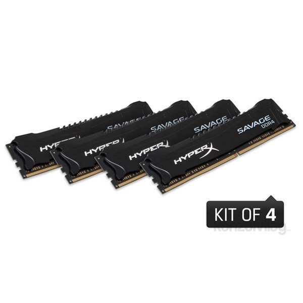 Kingston 64GB/2666MHz DDR-4 (Kit 4db 16GB) HyperX Savage Fekete XMP (HX426C15SBK4/64) memória PC
