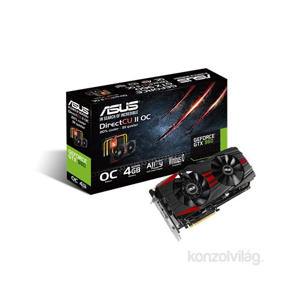 ASUS GTX960-DC2OC-4GD5-BLACK nVidia 4GB GDDR5 128bit PCIe videokártya PC