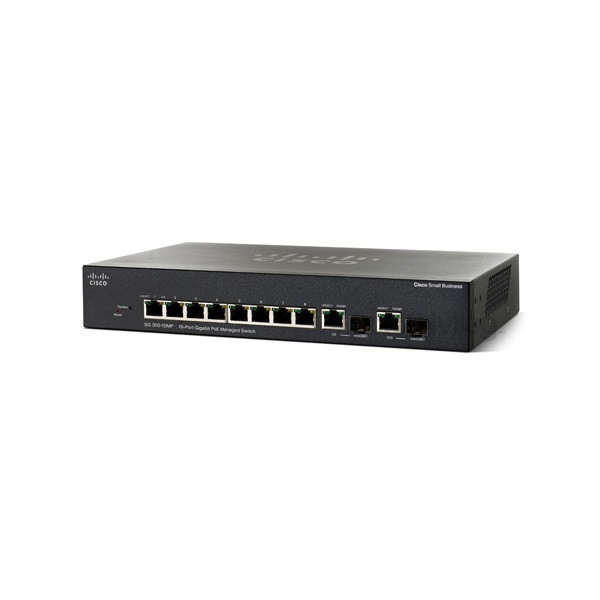 Cisco SG300-10MP 8port GbE LAN, 2port GbE SFP menedzselhető rack Switch PC