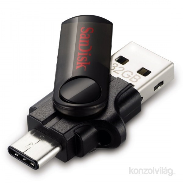 Sandisk 32GB USB3.0 Type-A/USB3.0 Type-C Cruzer Ultra DUAL Fekete (124125) Flash Drive PC
