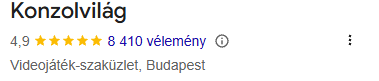 Vásárlói vélemények és értékelések – Konzolvilág